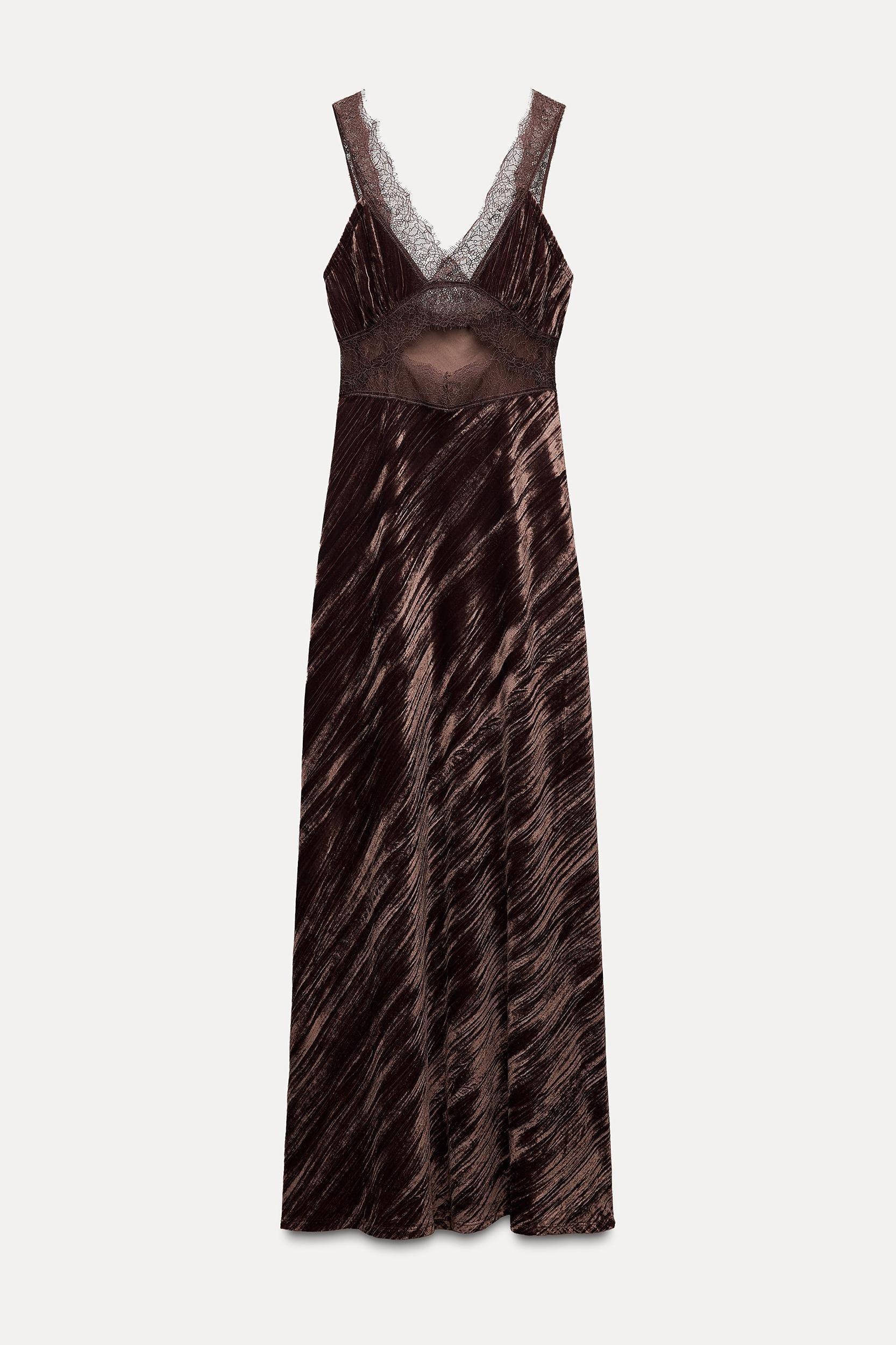 VELVET LACE MIDI DRESS Product Image