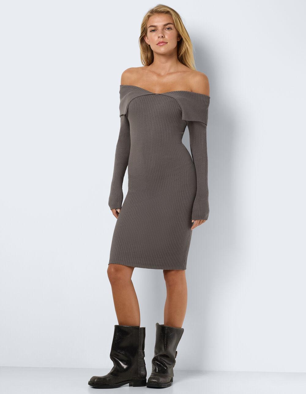 NOISY MAY Juliet Off The Shoulder Womens Dress - GRAY Product Image