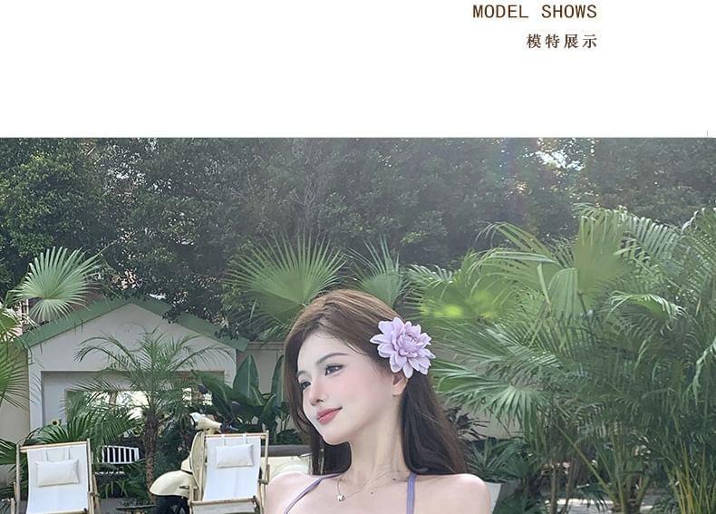 Set: Tie-Dye Print Bikini + Cover Up Top + Skirt Product Image