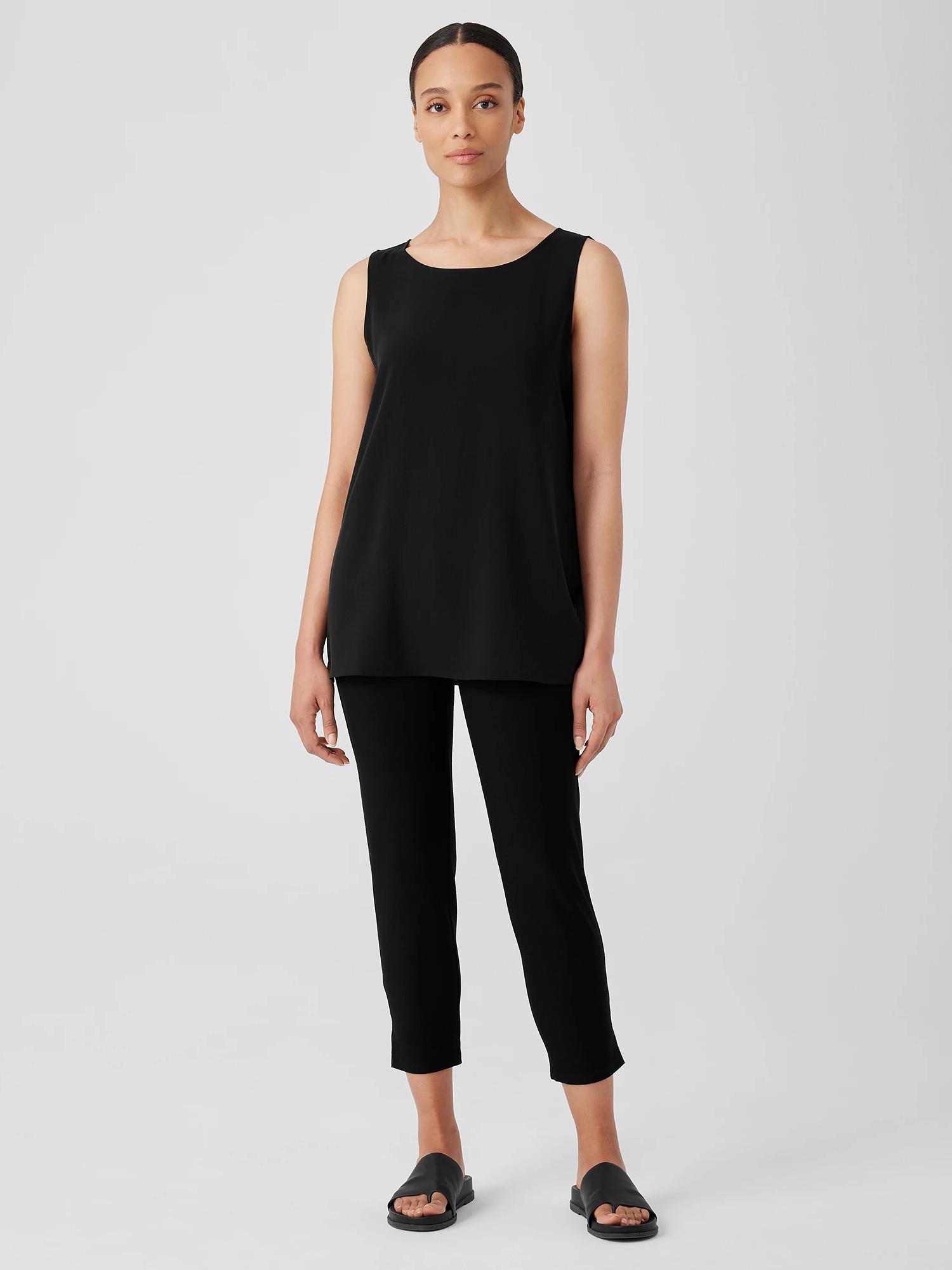 EILEEN FISHER Washable Stretch Crepe Pant with Slitsfemale Product Image