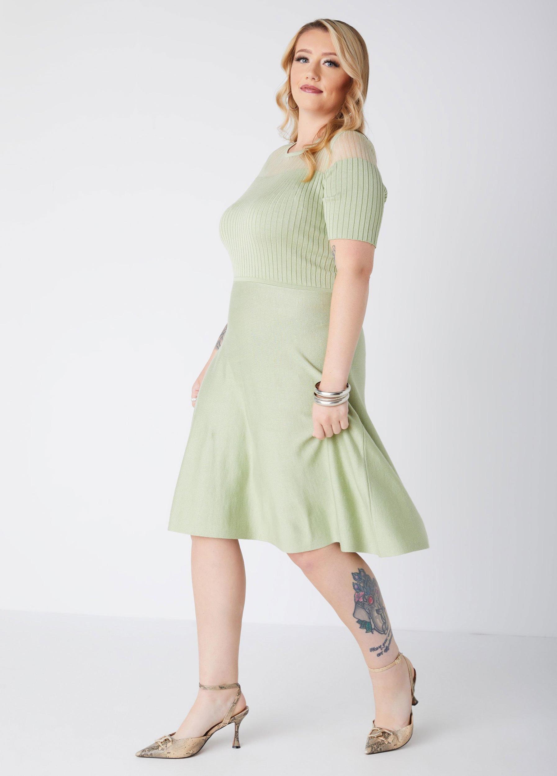Paneled A Line Sweater Dress Product Image