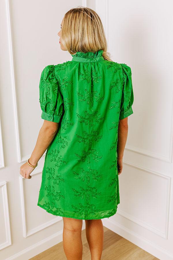 Sunday Brunch Embroidered Mini Dress in Kelly Green Product Image