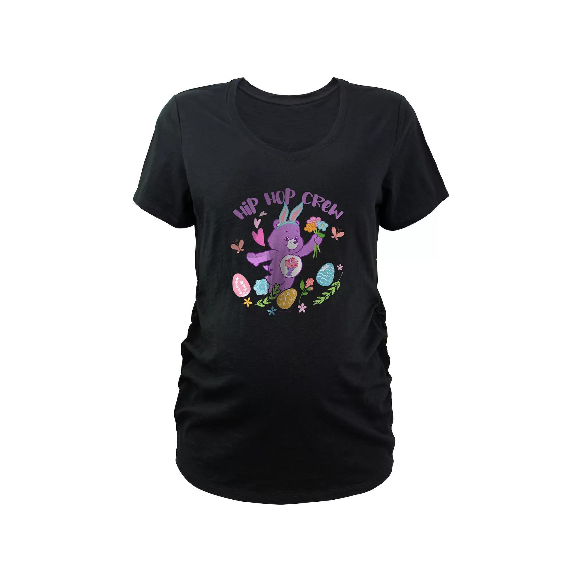 Maternity Care Bears Hip Hop Crew V-Neck Graphic Tee, Women's, Size: Large-Mat, Black Product Image