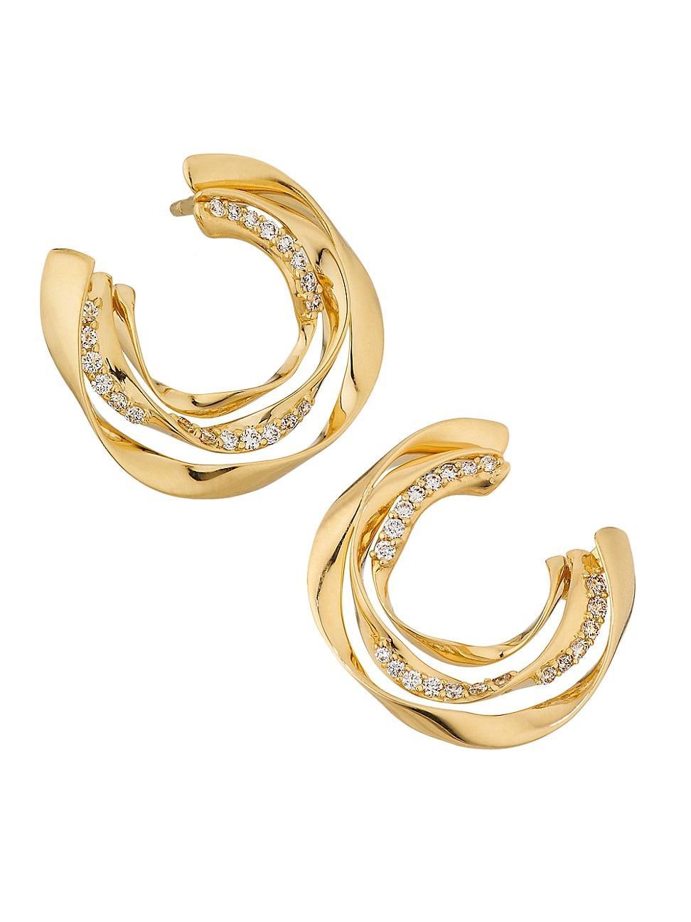 Womens Dunas 18K Yellow Gold & 0.24 TCW Diamond Hoop Earrings Product Image