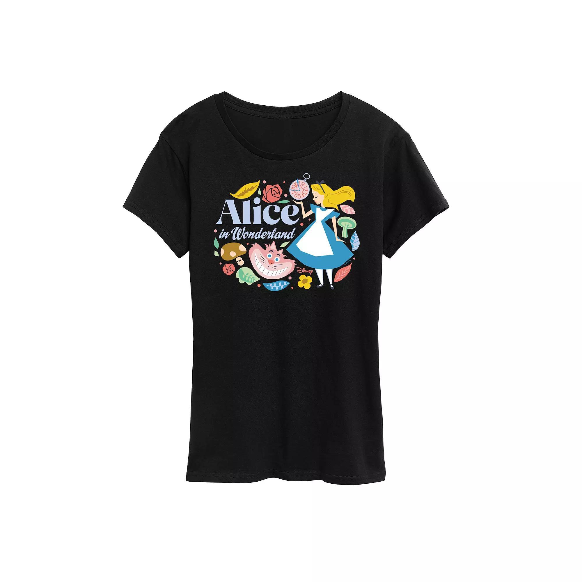 Disneys Alice in Wonderland Alice & Cheshire Cat Womens Graphic Tee Product Image