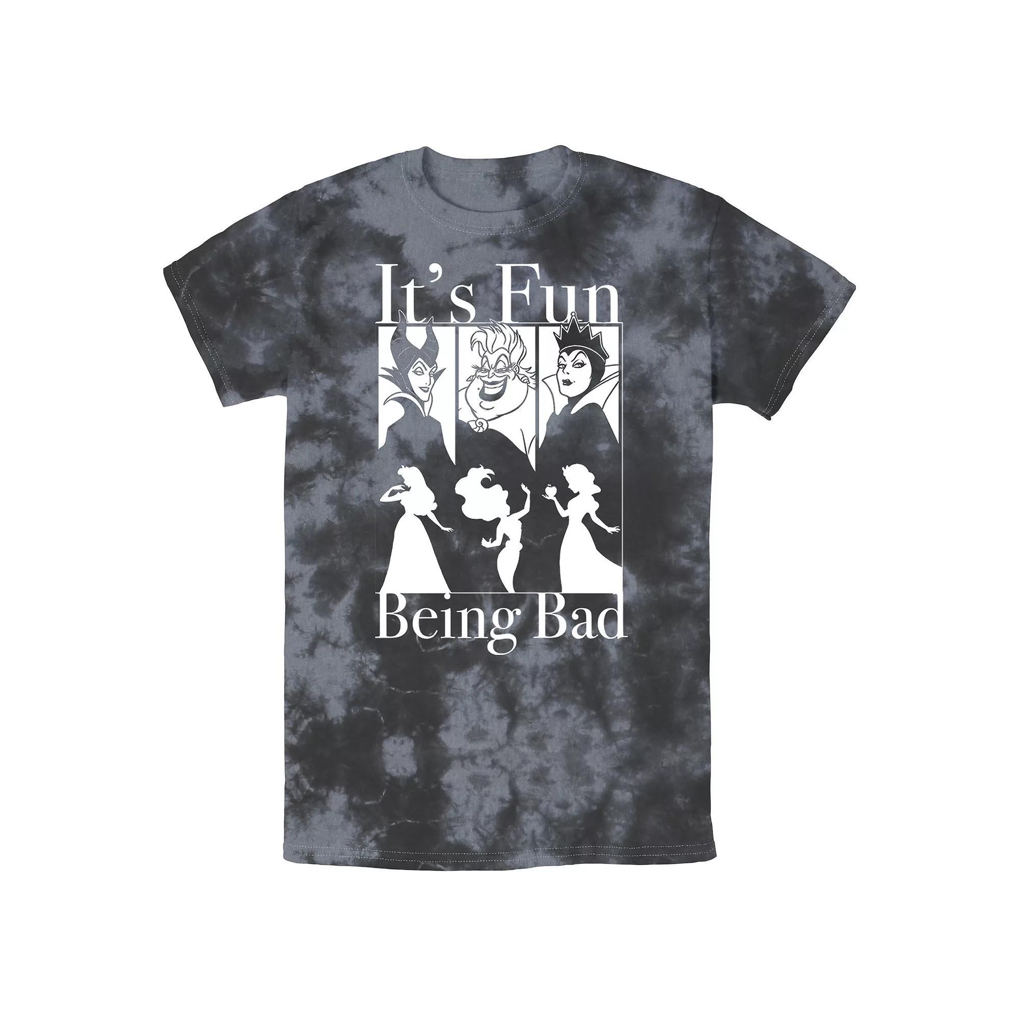 Men's Disney Princess Villain Trio Fun Being Bad Bomabrd Wash Tee, Size: XXL, Black Grey Product Image