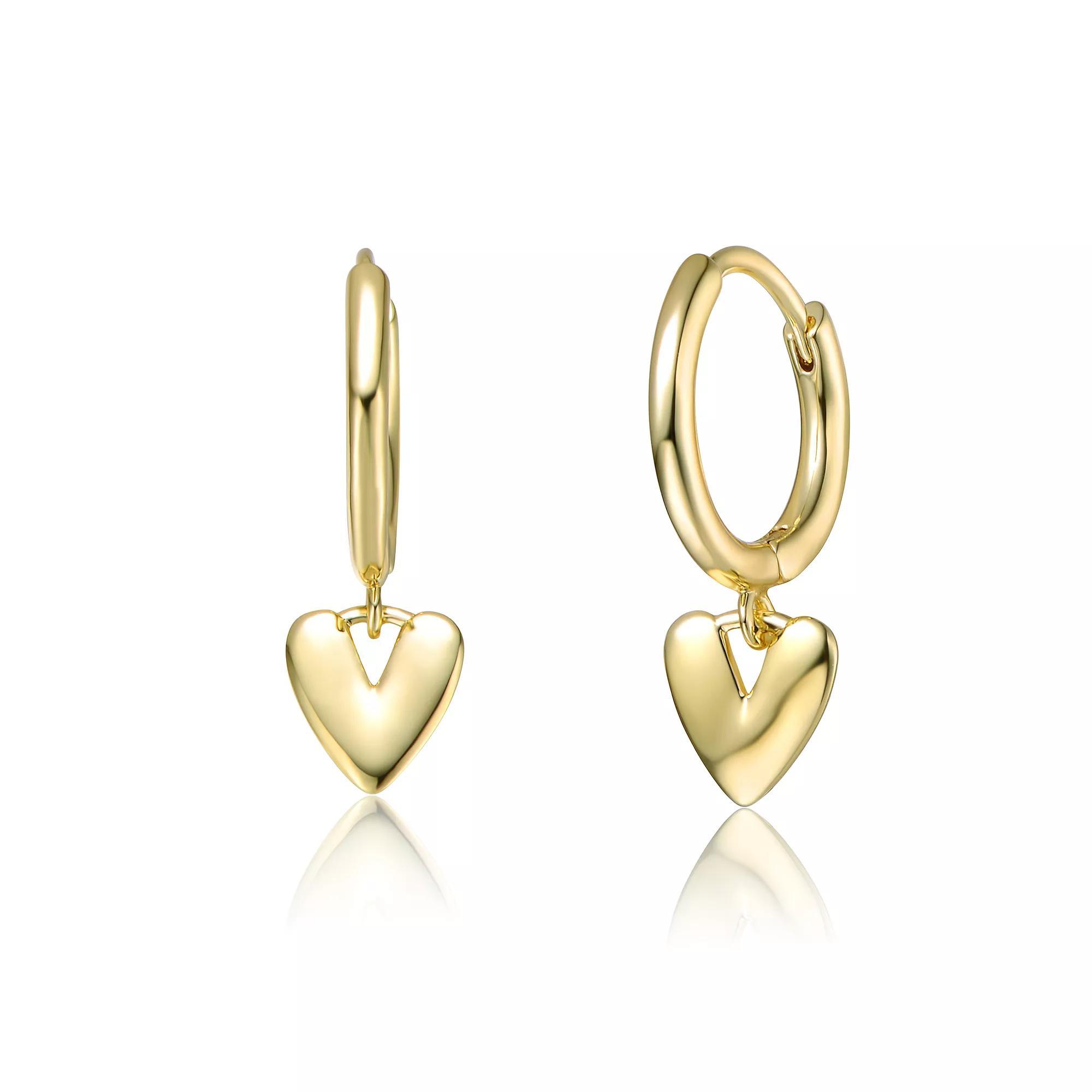 14k Gold Plated Heart Drop Earrings, Womens, Gold Tone Product Image