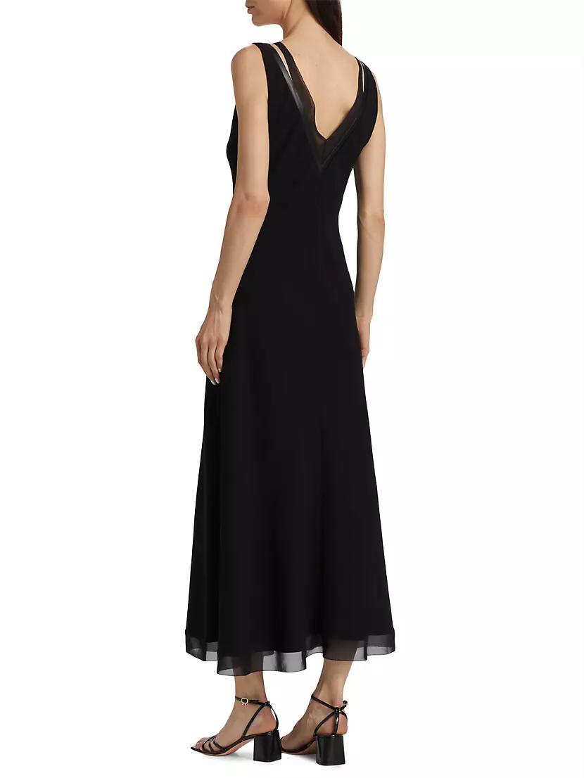 Chiffon Leather-Trim Slipdress Product Image