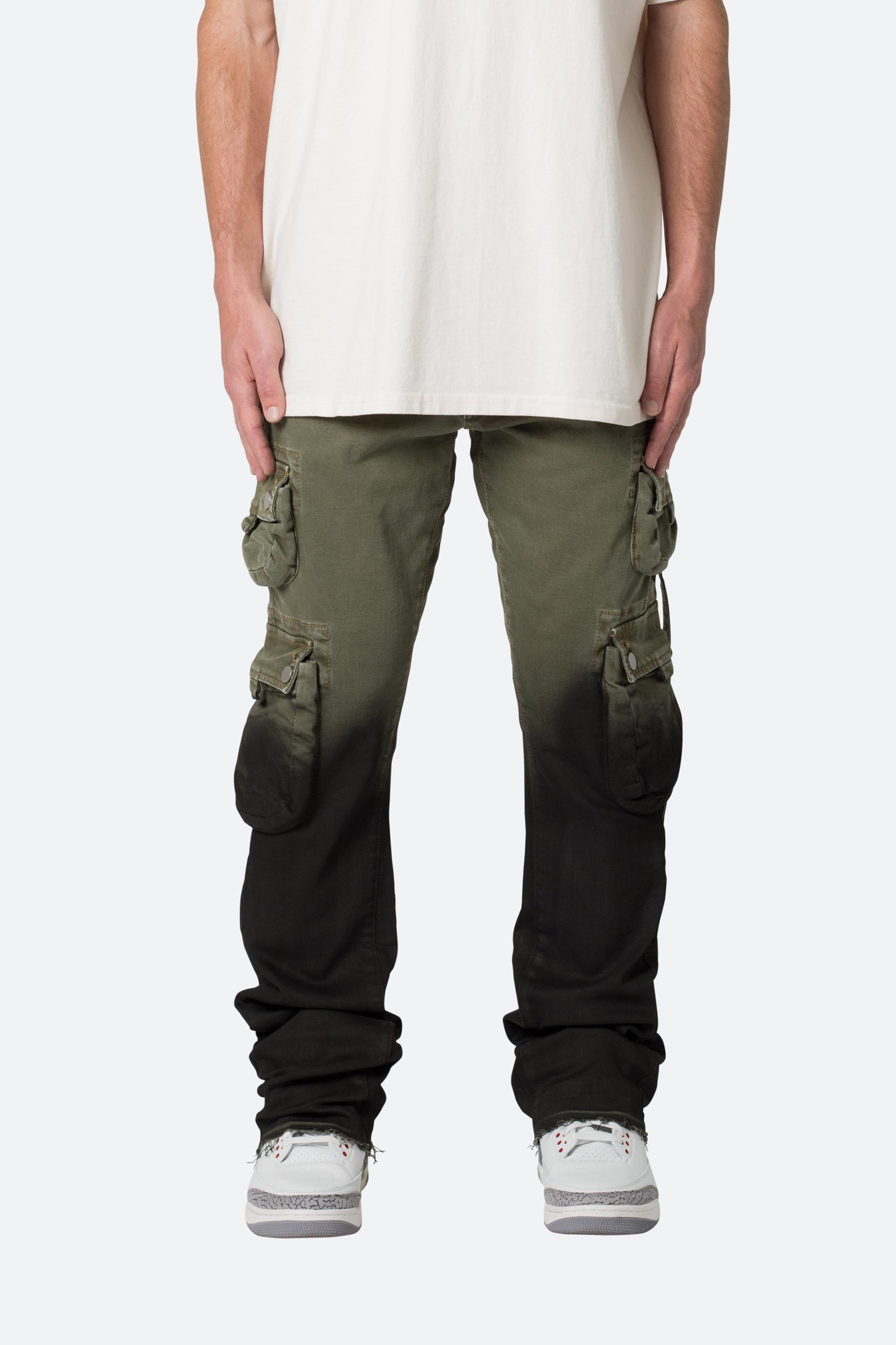 B569 Cargo Flare Denim - Olive/Black Product Image