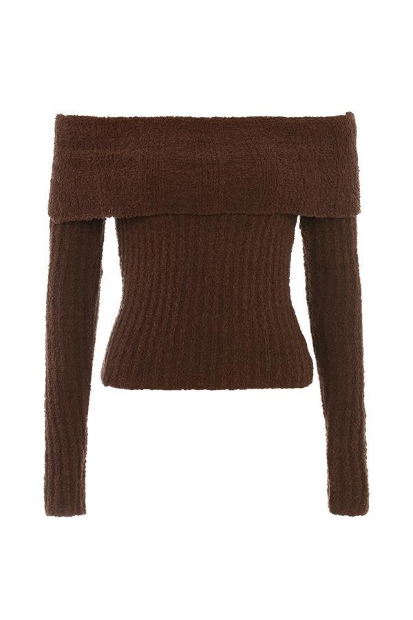 Saffron Chocolate Soft Boucle Knit Top Product Image
