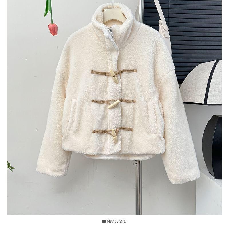 Toggle Stand-Collar Teddy Jacket Product Image