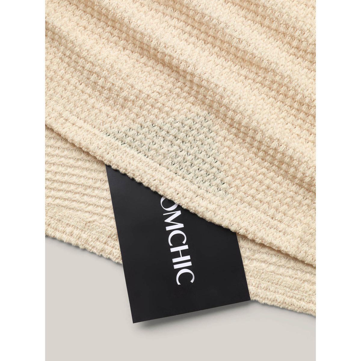 Plus Size V Neck Contrast Button Detail Knit T-shirt Apricot Women Casual Texture V-neck Everyday T-shirts BloomChic 26/4X Product Image