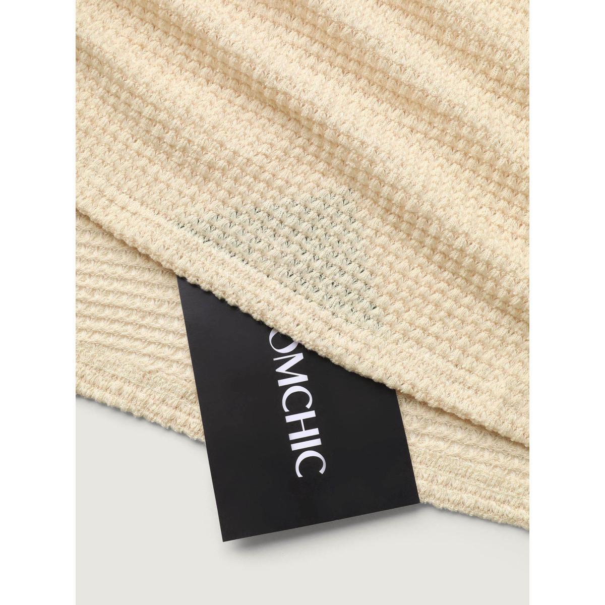 Plus Size V Neck Contrast Button Detail Knit T-shirt Apricot Women Casual Texture V-neck Everyday T-shirts BloomChic 28/5X Product Image
