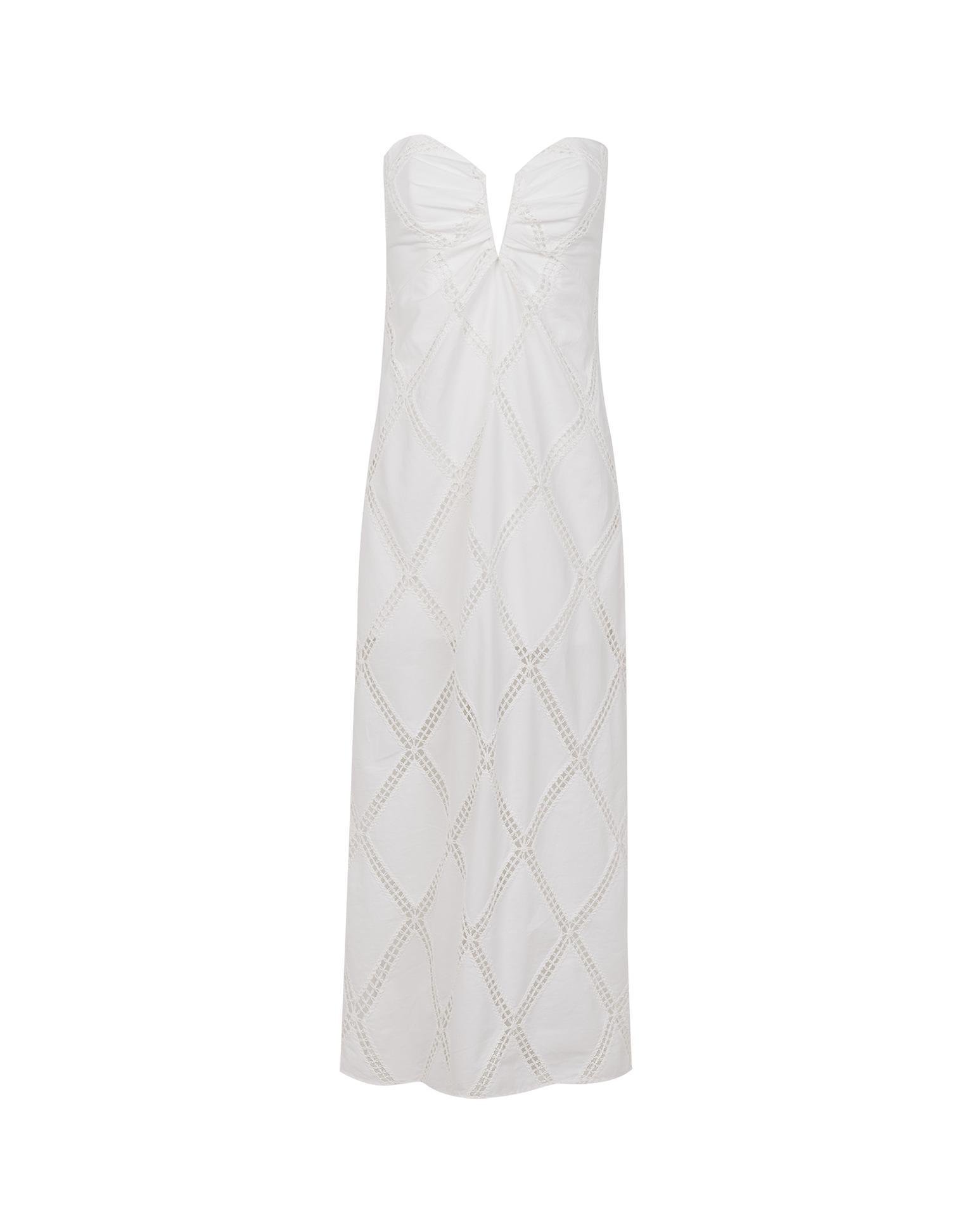 Eyelet Zhen Long Dress - Off White Product Image