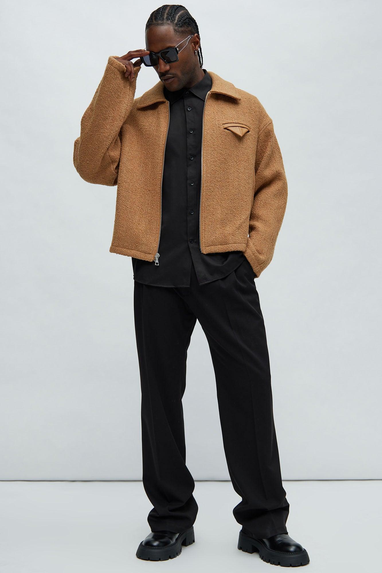 Delmont Textured Cropped Jacket - Taupe Product Image