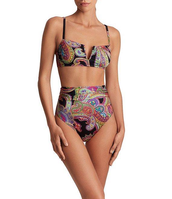 Lauren Ralph Lauren Bordado Paisley Shirred High Waist Swim Bottom Product Image