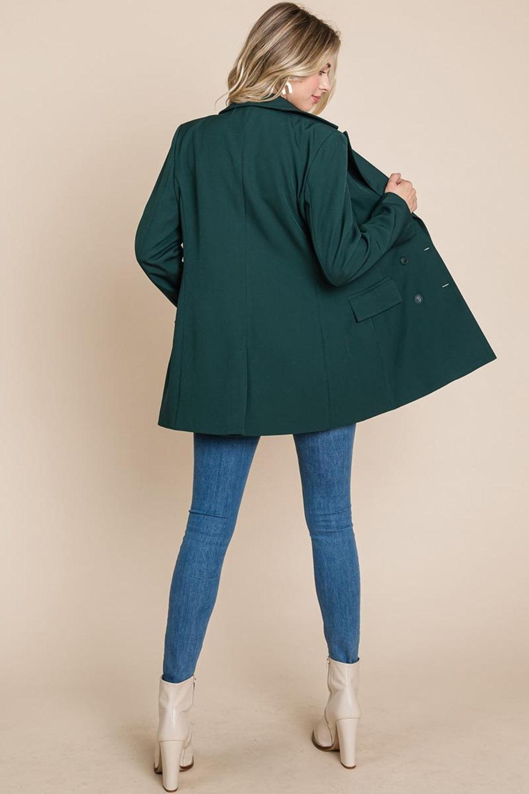Collar Long Double Breasted Blazer Jacket Female Product Image