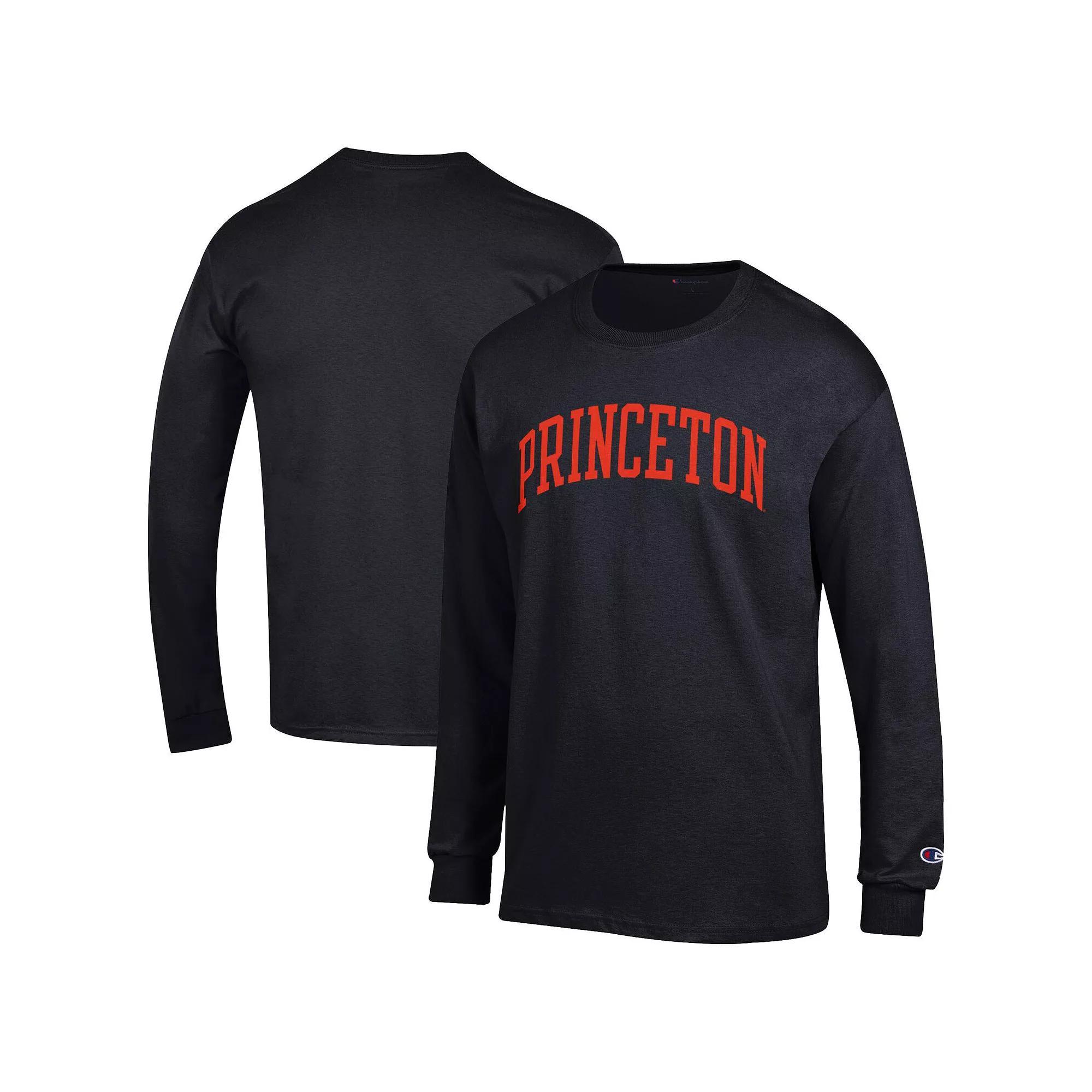 Men's Champion  Black Princeton Tigers Basic Arch Long Sleeve T-Shirt, Size: 2XL, Prc Black Product Image
