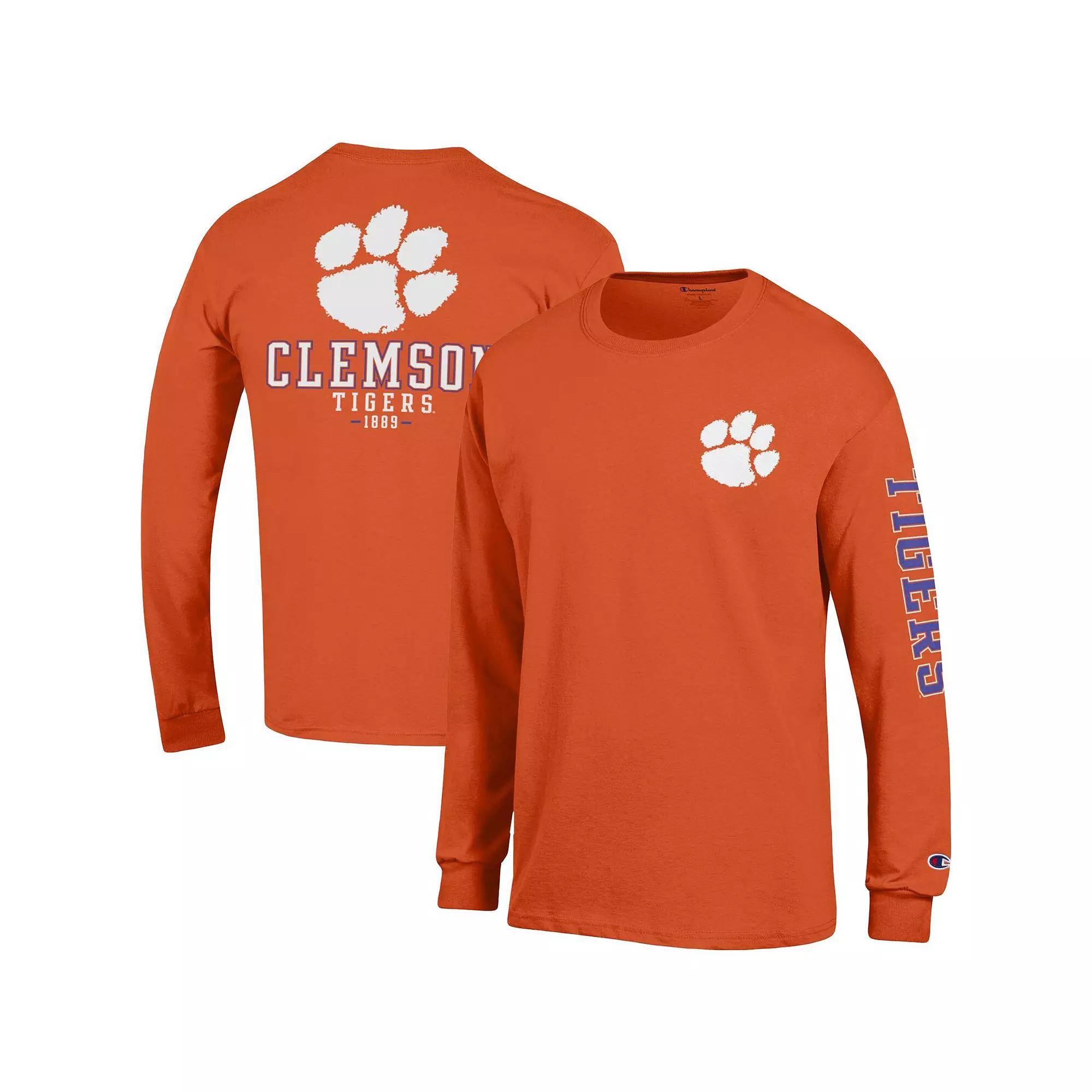 Men's Champion Orange Clemson Tigers Team Stack Long Sleeve T-Shirt, Size: XL Product Image