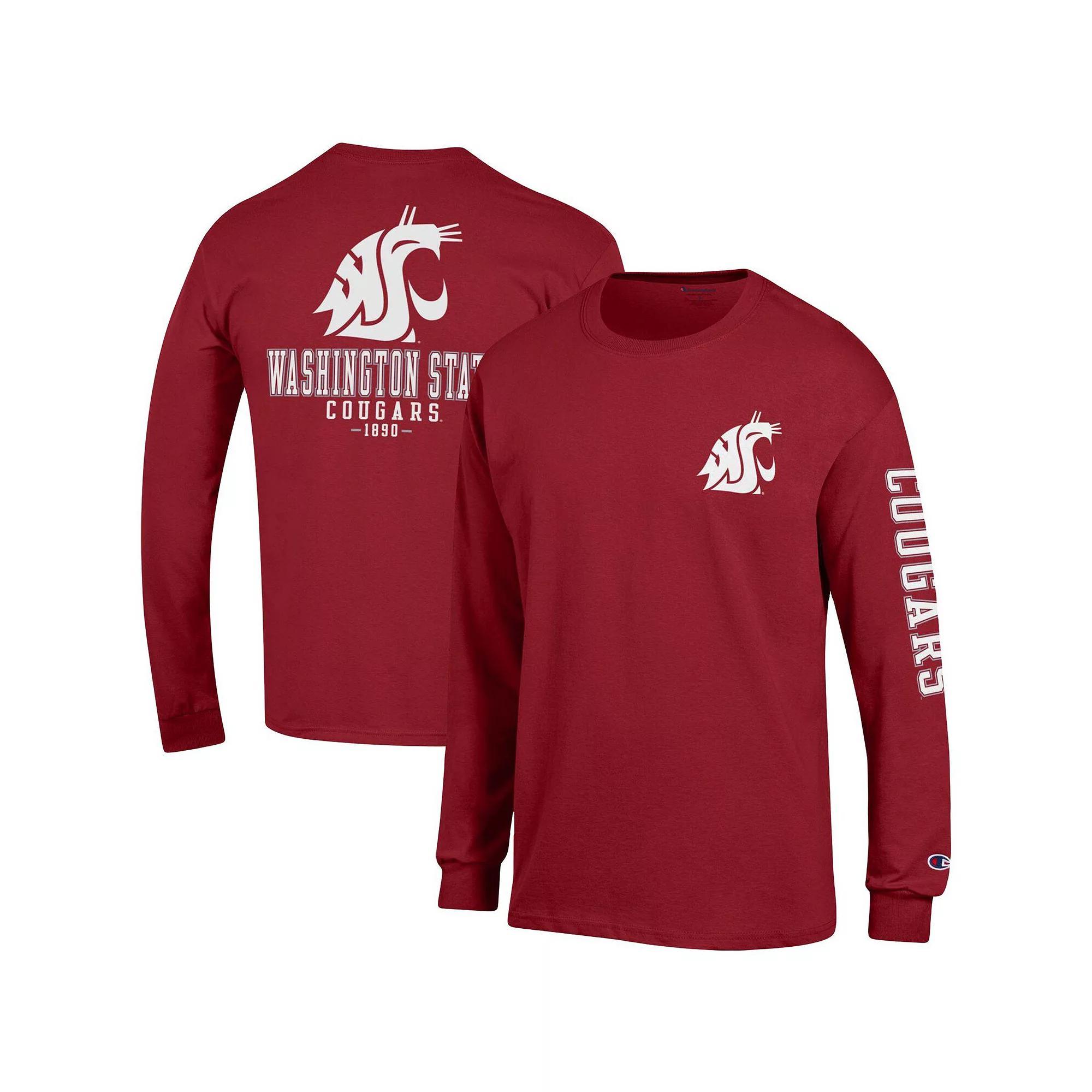 Men's Champion Crimson Washington State Cougars Team Stack Long Sleeve T-Shirt, Size: 2XL, Wsc Red Product Image