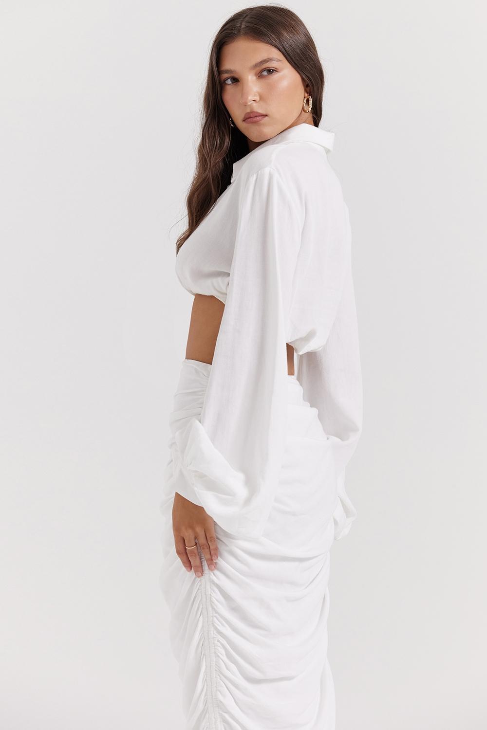 Palmer  white plunge blouson top Product Image