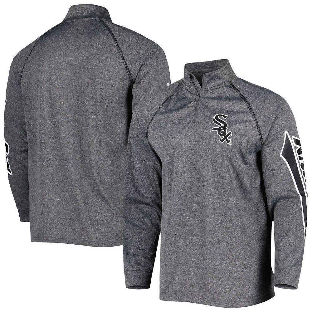 Mens Stitches Heather Gray Chicago White Sox Wordmark Raglan Quarter-Zip Top Product Image