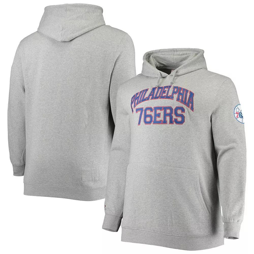 Men's Mitchell & Ness Heathered Gray Philadelphia 76ers Hardwood Classics Big & Tall Throwback Pullover Hoodie, Size: 3XB, 76r Grey Product Image