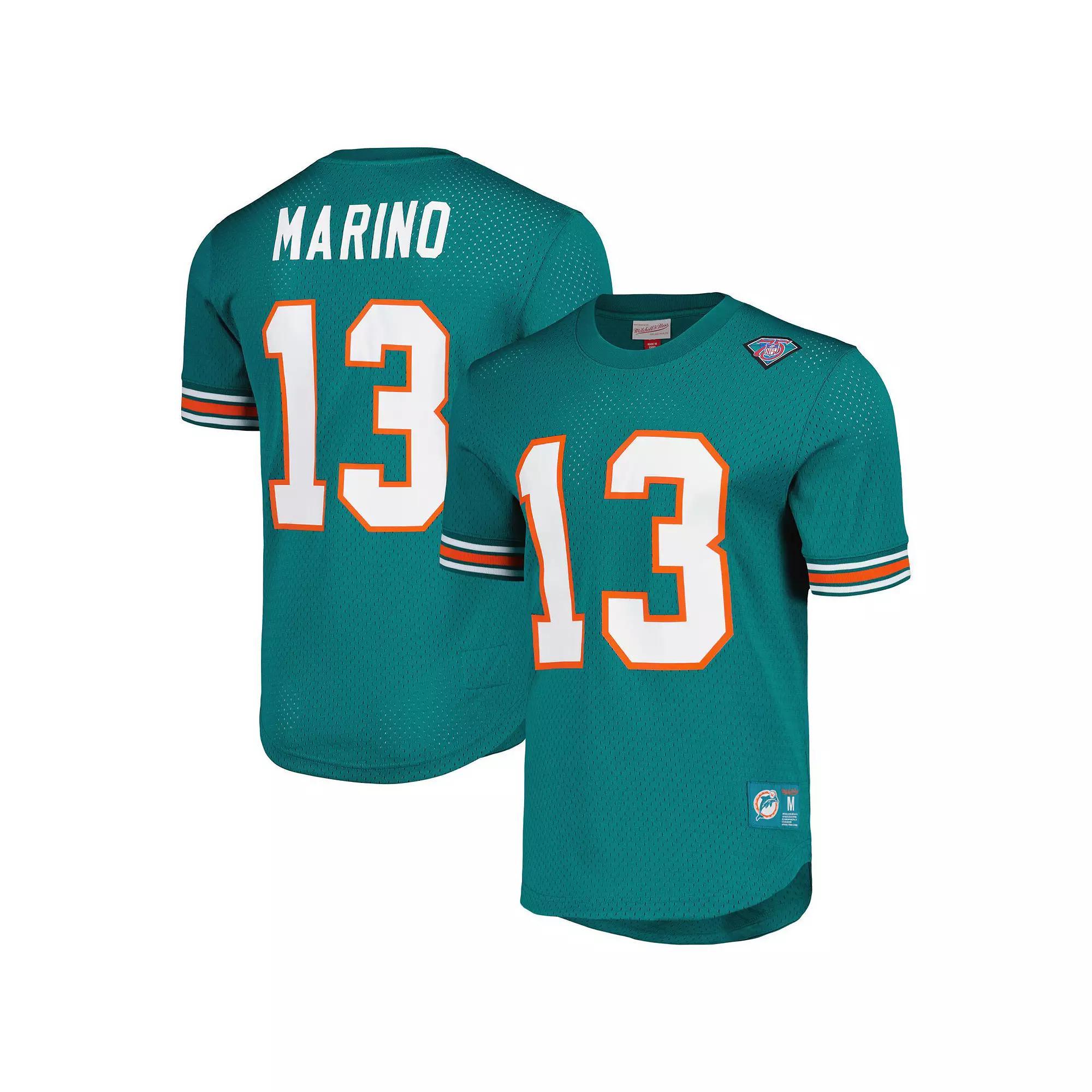 Men's Mitchell & Ness Dan Marino Aqua Miami Dolphins Retired Player Name & Number Mesh Top, Size: 2XL, Turquoise A Product Image