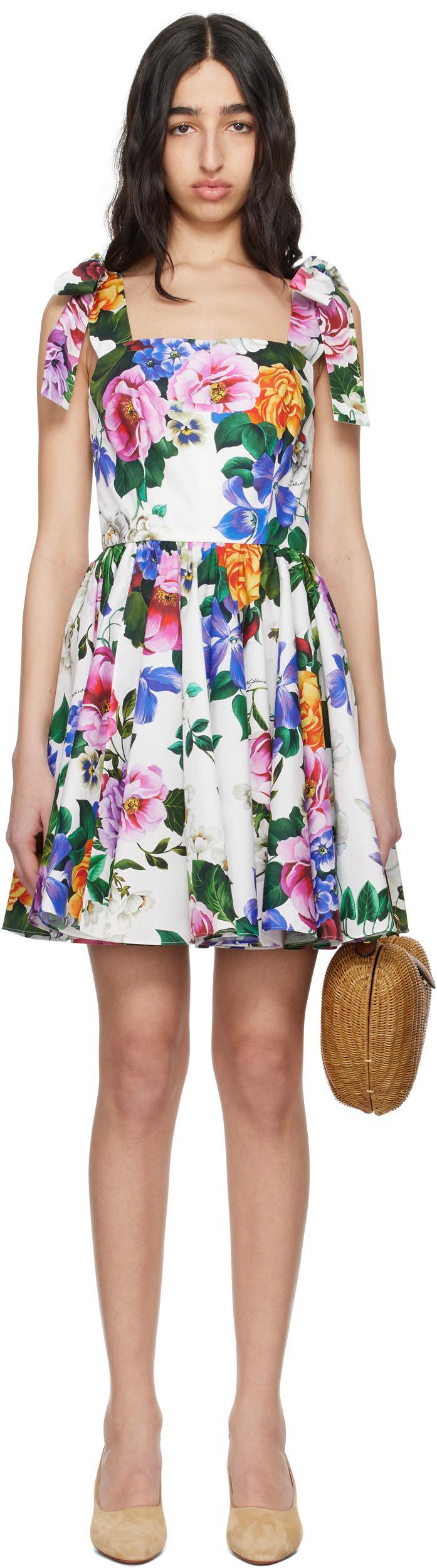 DOLCE & GABBANA Multicolor Sleelevelss Mini Dress With Square Neckline And All-over Floral Motif Product Image