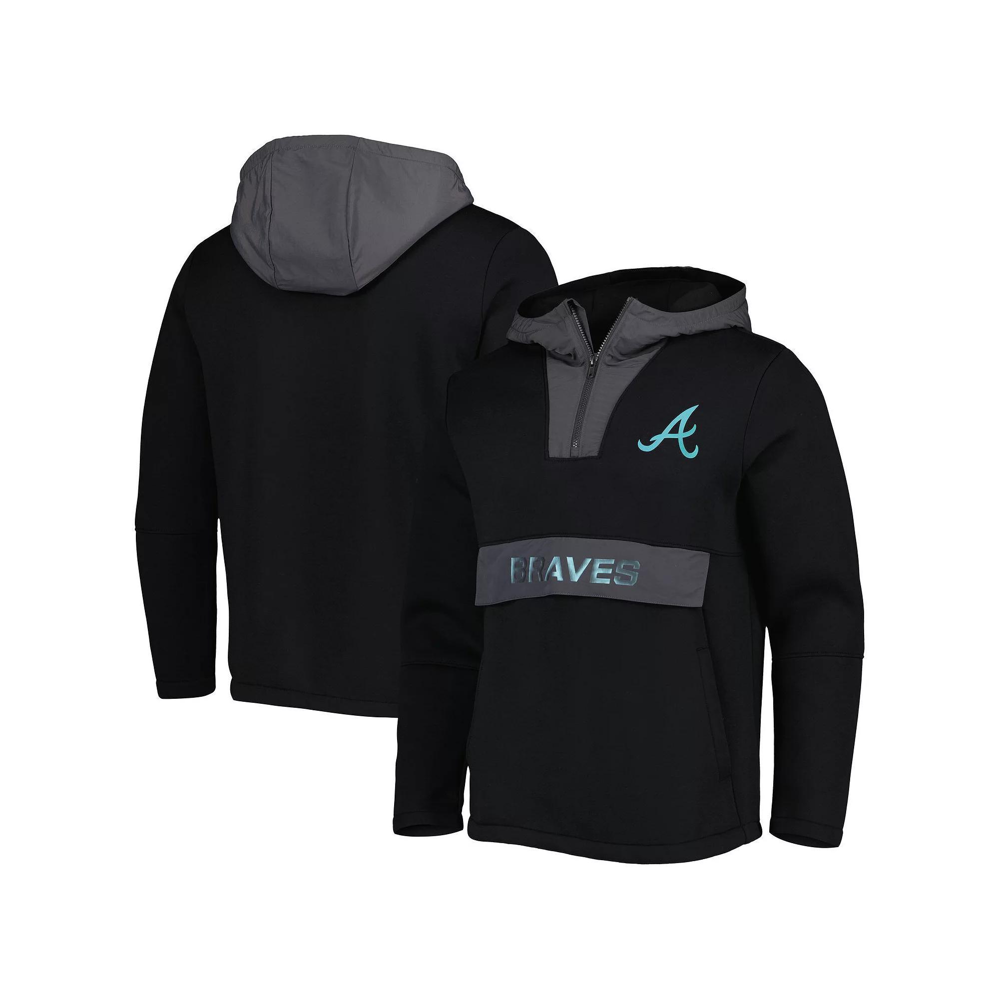 Men's Levelwear Black Atlanta Braves Ruckus Quarter-Zip Hoodie, Size: Small Product Image