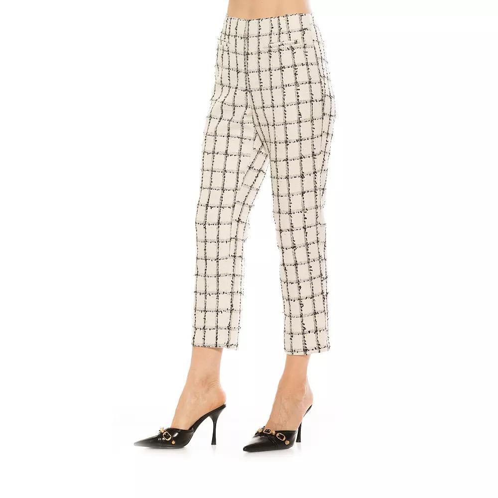 Women's ALEXIA ADMOR Clio Tapered Pants with Contrast Welt Pocket Detail, Size: 4, Ivory Plaid Product Image
