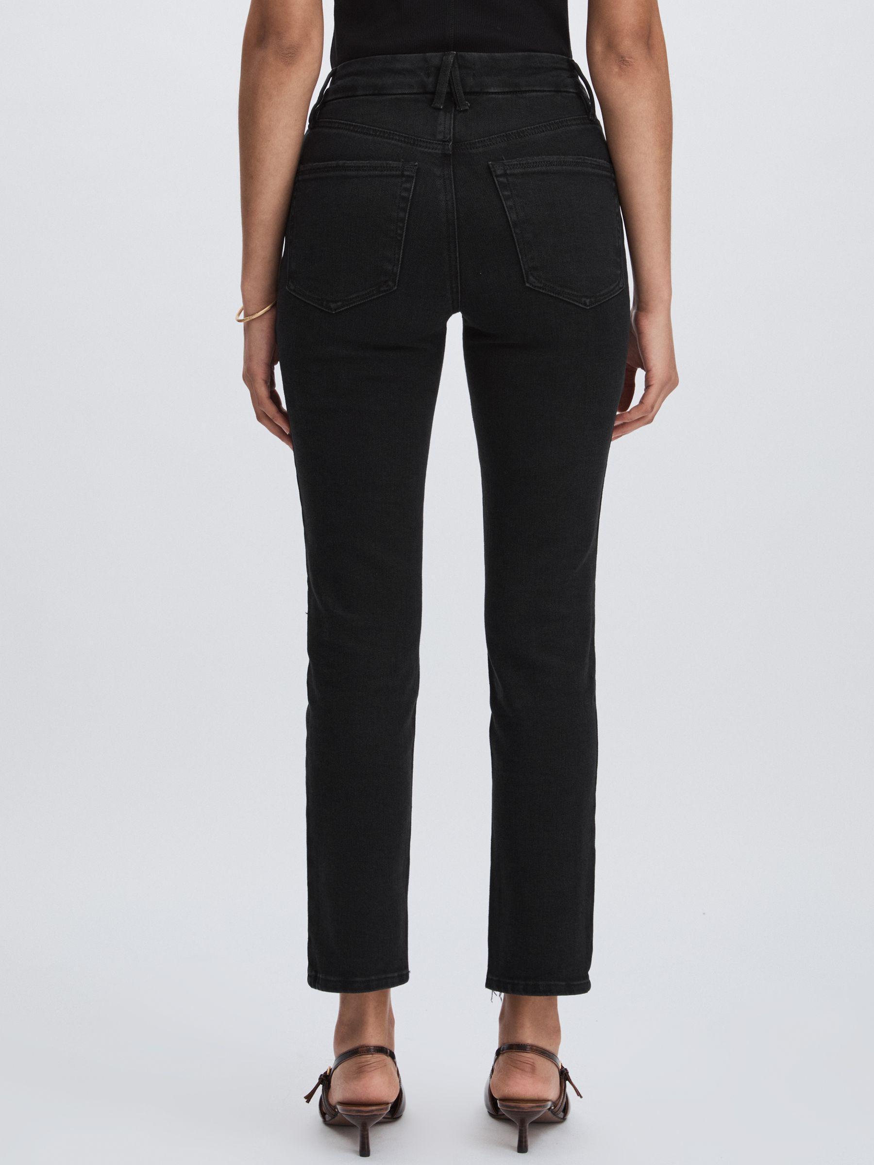 Good American Distressed-Hem Cropped Jeans in Black Product Image