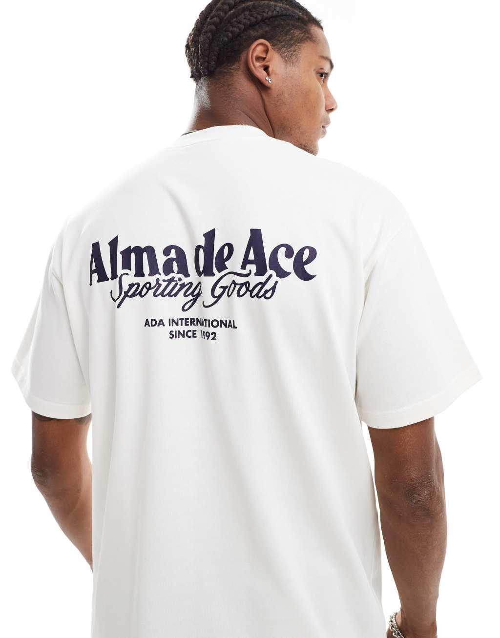 Alma de Ace t-shirt with logo back print in white  Product Image
