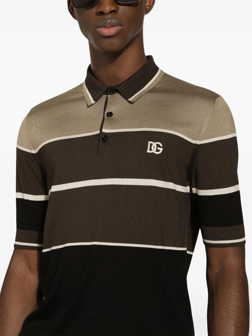 striped silk polo shirt Product Image