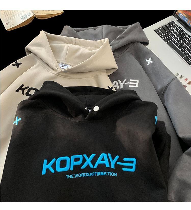 Letter Embroidered Oversized Hoodie Product Image