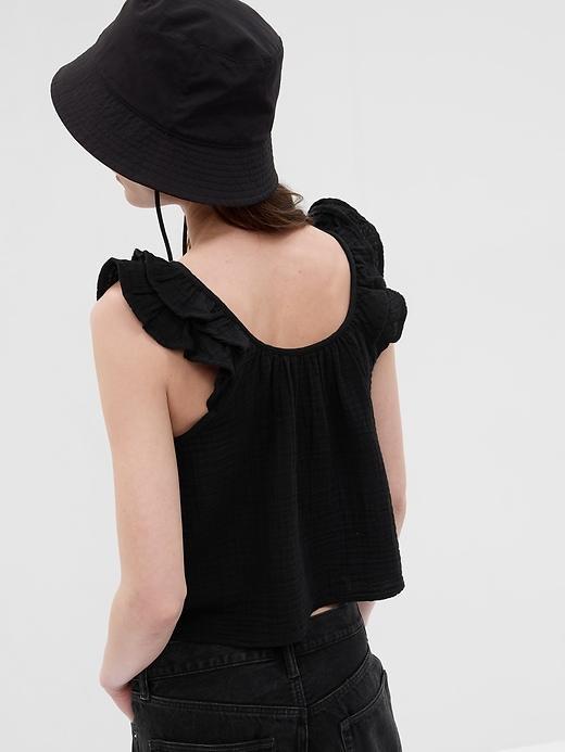 Crinkle Gauze Ruffle Tank Top Product Image