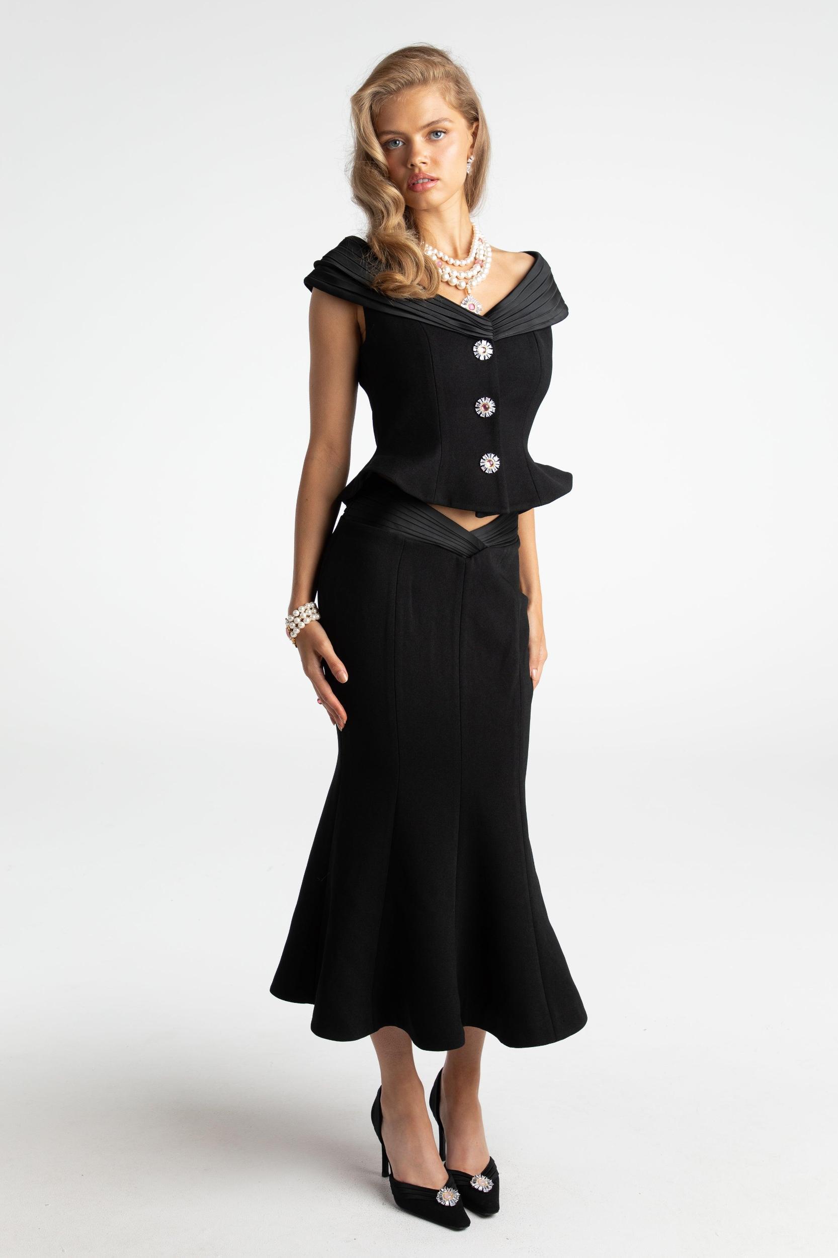 Belle Satin Top (Black) (Final Sale) Product Image