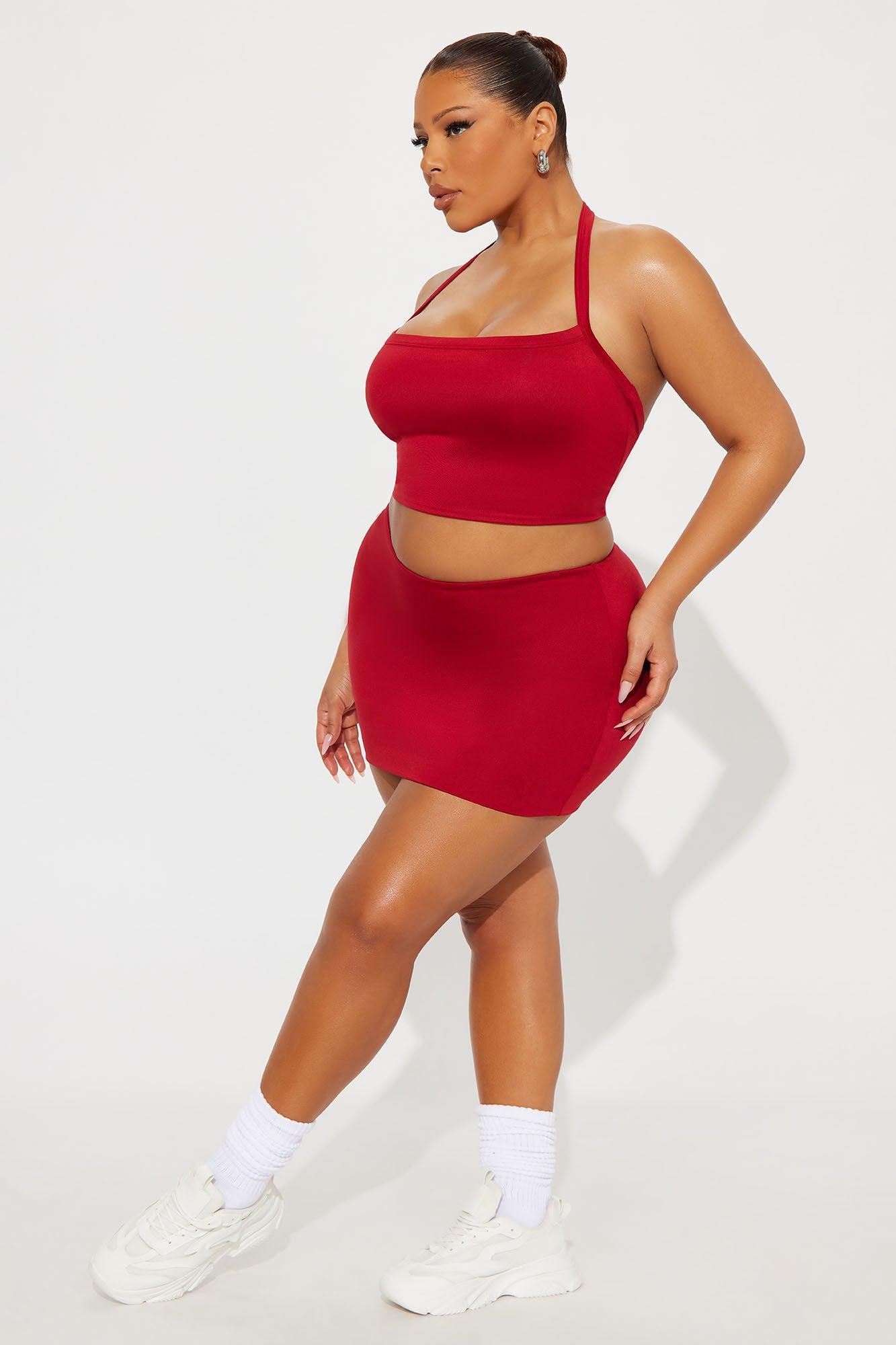 Contour Double Lined Mini Skirt - Red Product Image