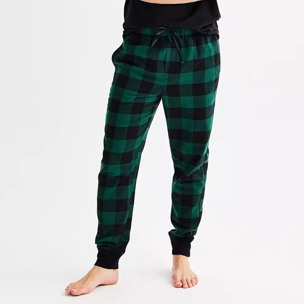 Men's Sonoma Goods For Life® Banded Bottom Flannel Pajama Pants, Size: Large, Black Biege Plaid Product Image