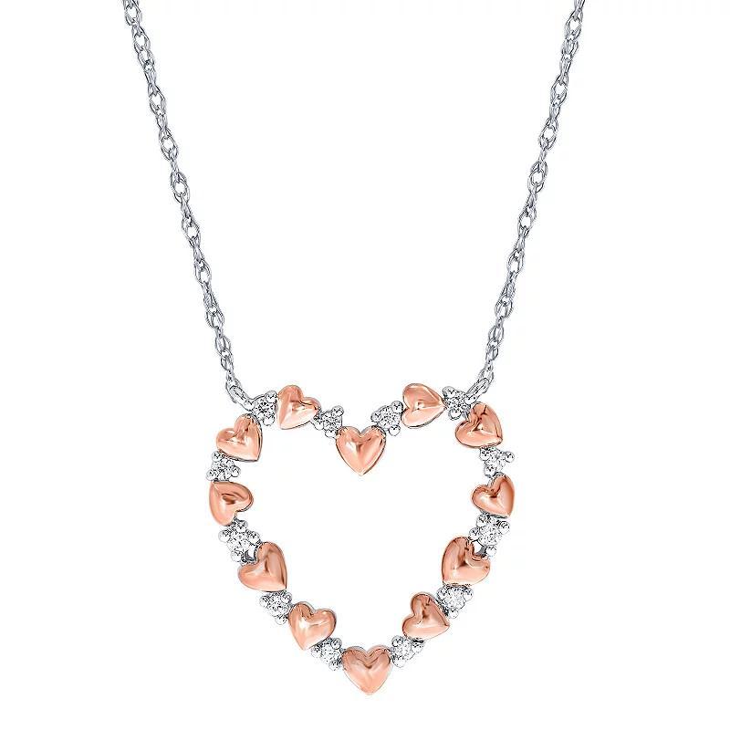 Two Tone 10k Gold 1/6 Carat T.W. Diamond Heart Pendant Necklace, Women's, Size: 18", 10k White Gold Product Image
