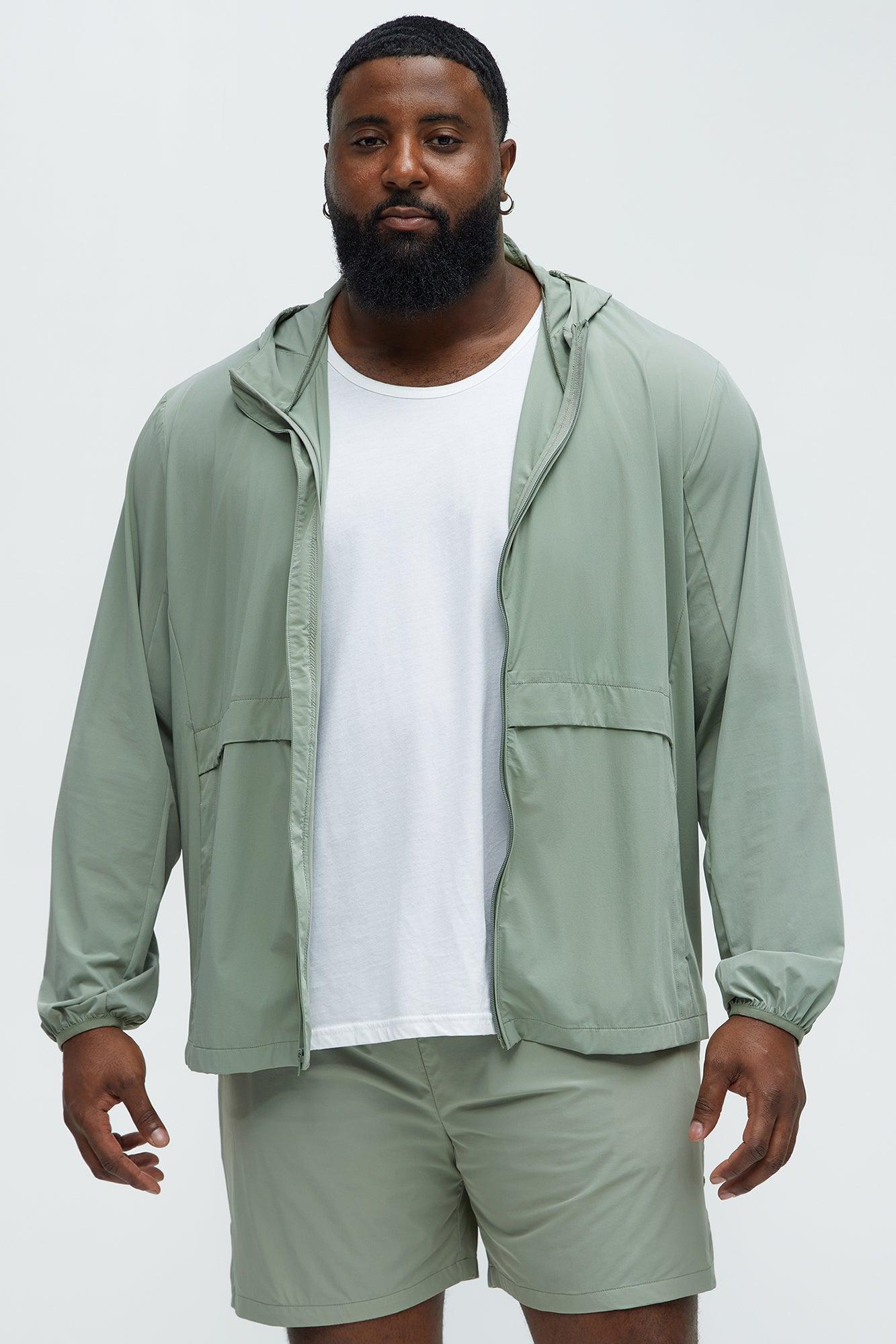 Lightweight Stretch Hooded Running Windbreaker Jacket - Sage Product Image