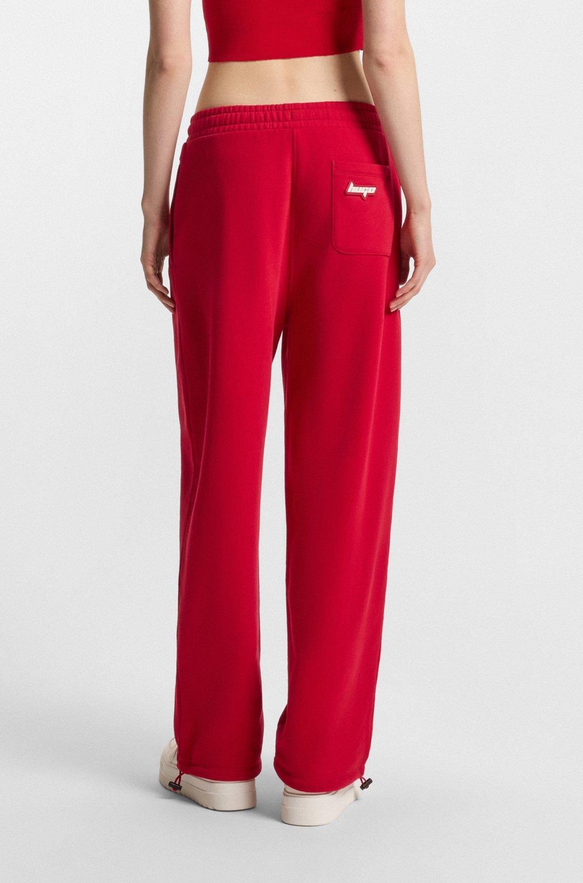 HUGO - Baggy-fit tracksuit bottoms in peached cotton - Dark Red Product Image