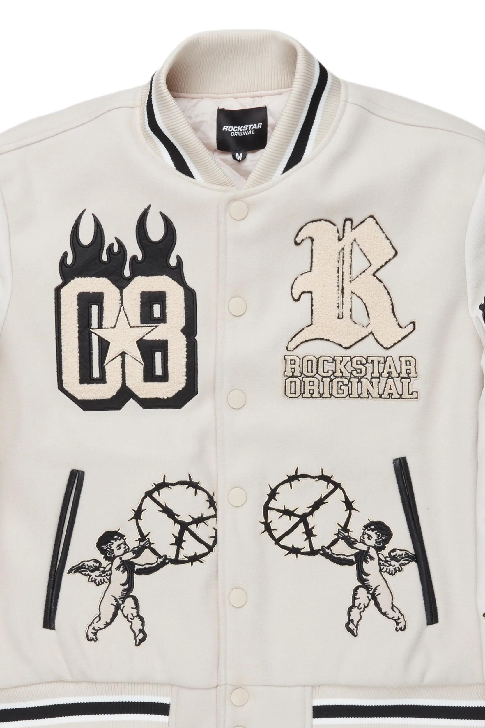 Rune Beige Varsity Jacket Male Product Image