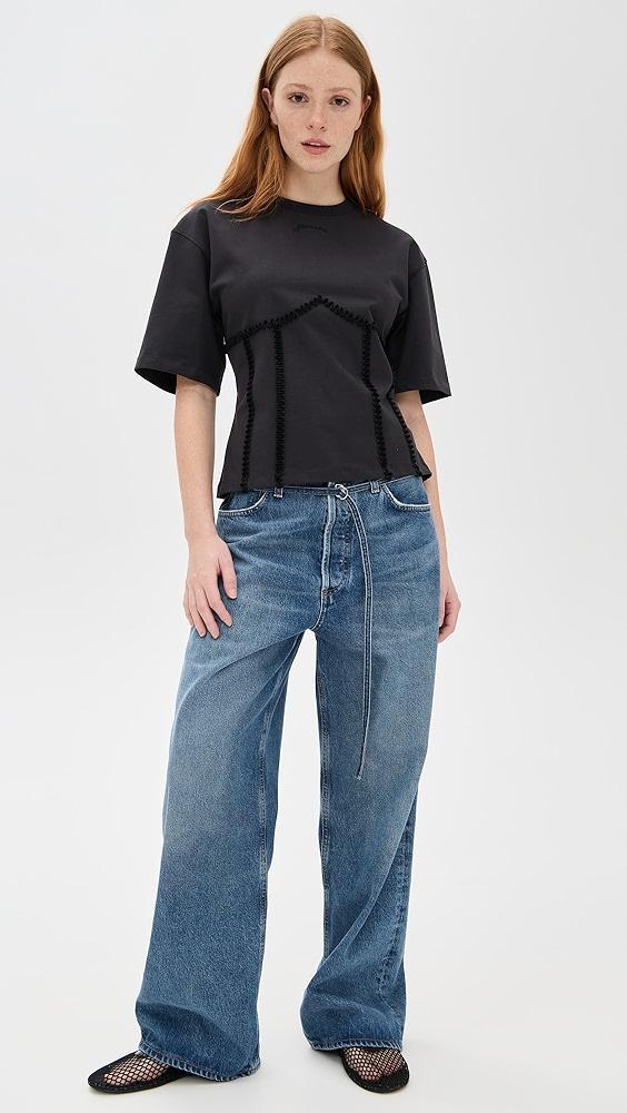 GANNI Heavy Cotton Tie Back Waisted T-shirt | Shopbop Product Image