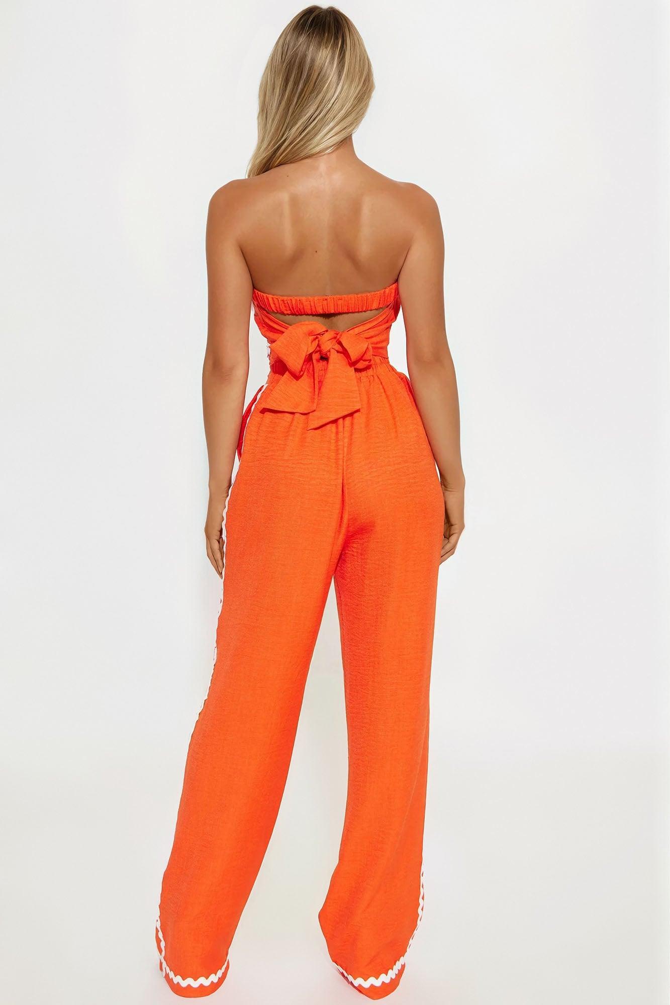 Brenda Linen Pant Set - Orange Product Image