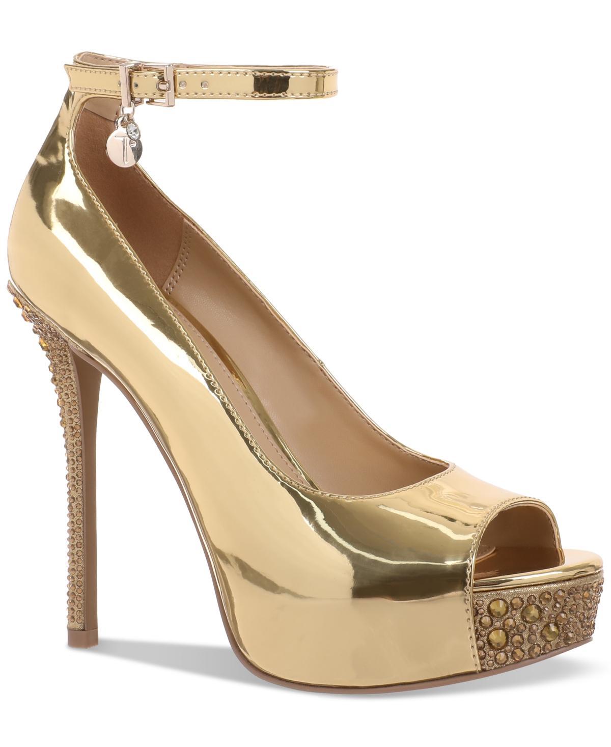 Thalia Sodi Womens Libbie Embellished Ankle-Strap Platform Dress Pumps Product Image
