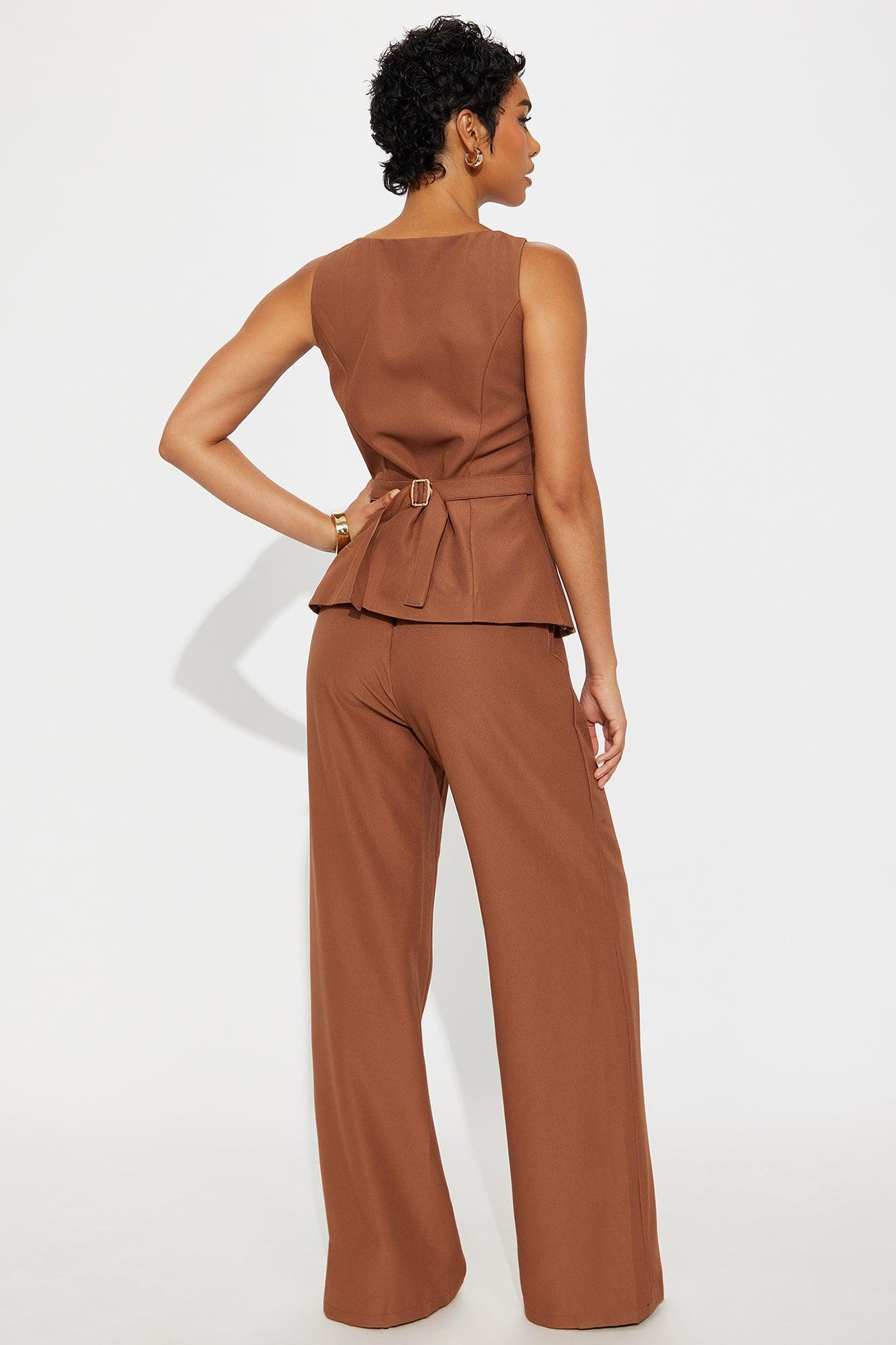 Coline Vest Pant Set - Mocha Product Image
