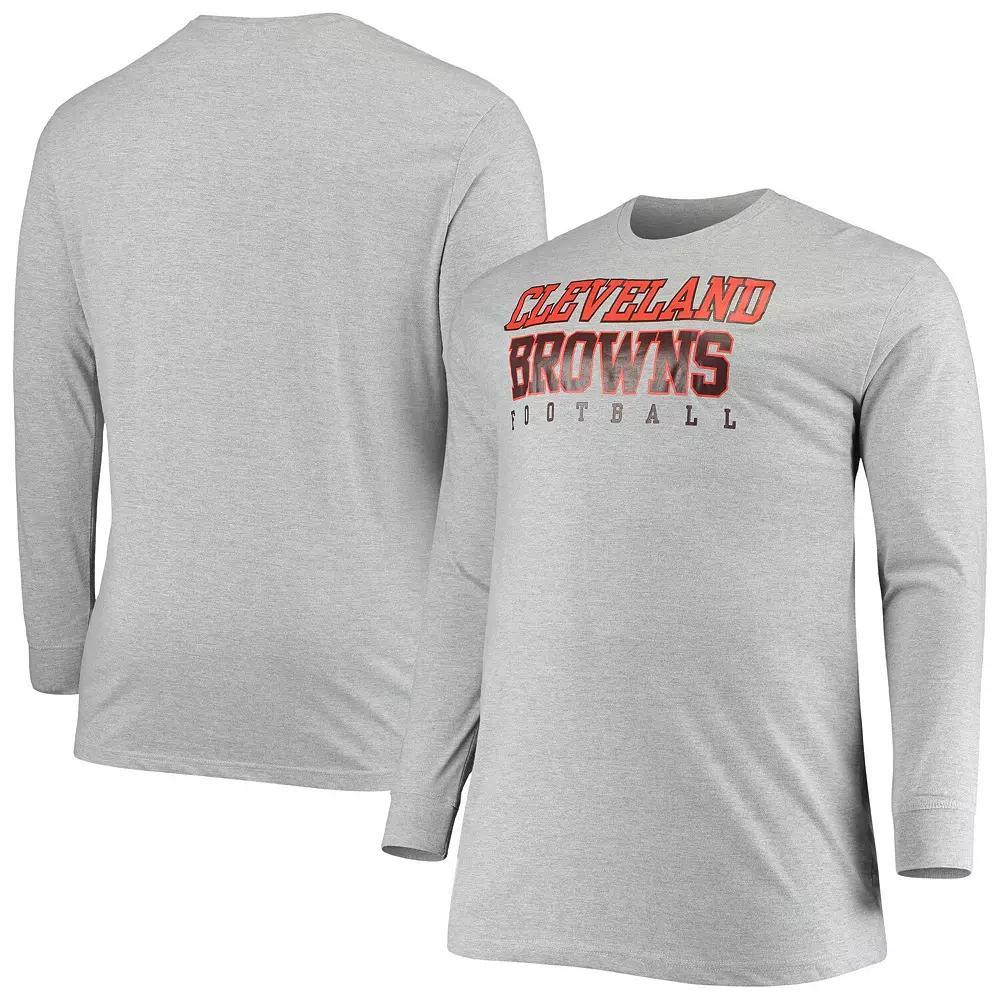 Men's Fanatics Branded Heathered Gray Cleveland Browns Big & Tall Practice Long Sleeve T-Shirt, Size: 5XB, Grey Product Image
