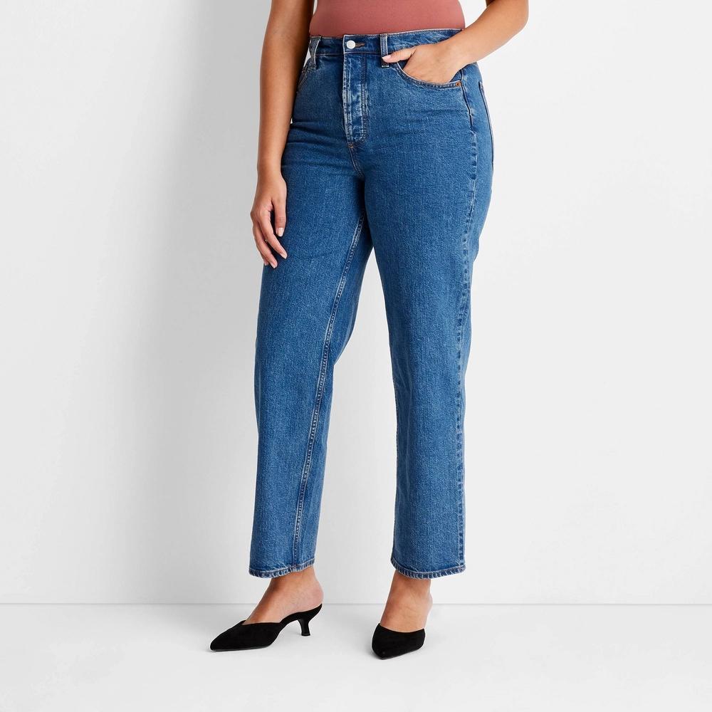 Womens Highest-Rise Straight Ankle Jeans - Universal Thread Blue 0 Product Image