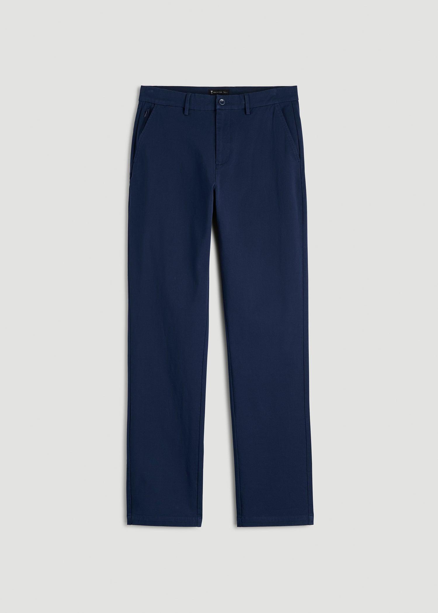 4 Way Stretch Commuter STRAIGHT Leg Chino Pants for Tall Men in Summer Blue Product Image